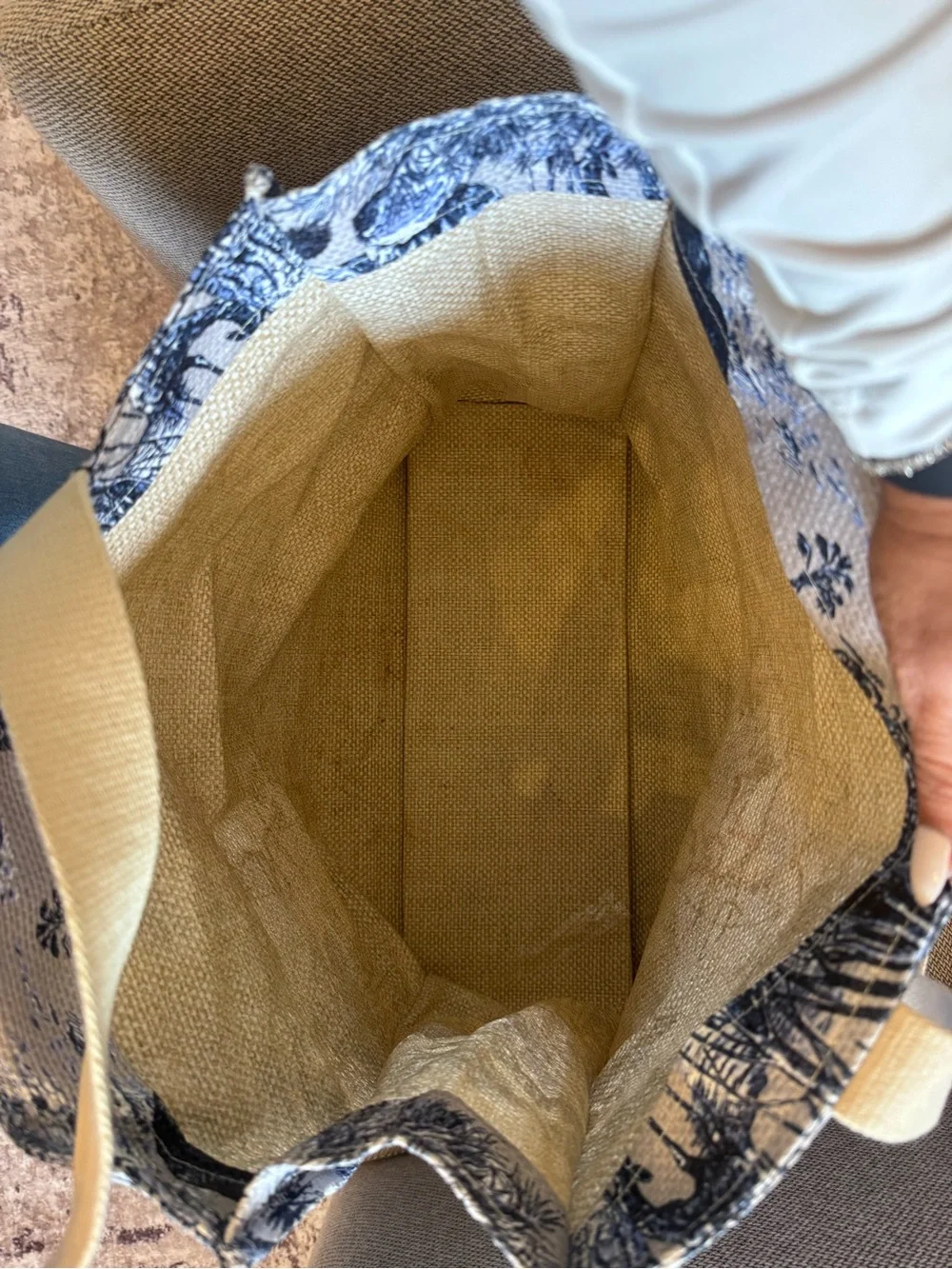 Dior Blue and Cream Toile Map Tote
